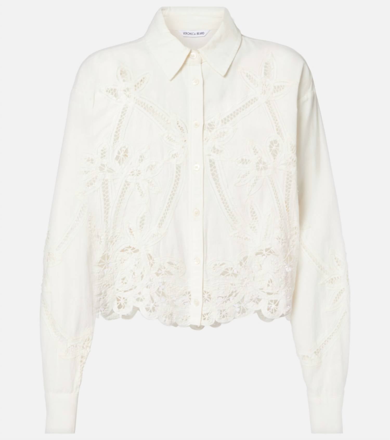 Veronica Beard Aderes Eyelet Shirt in dove - women's shirt - view 4