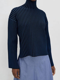 Proenza Schouler White Label Elysia Ladder Stripe Knit Sweater in blue black - women's sweater - view 5