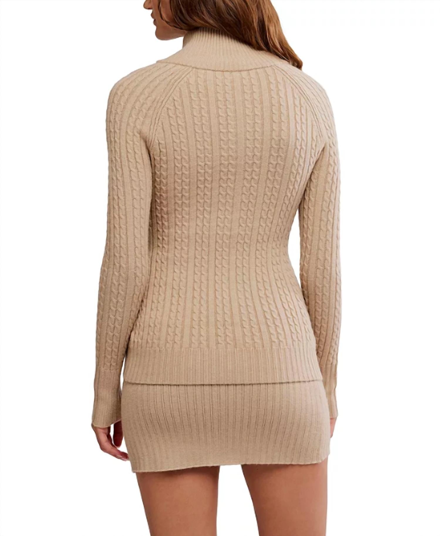 Free People Eliza Cable Knit Sweater And Skirt Set in smooth stone - women's sweater - alternate view