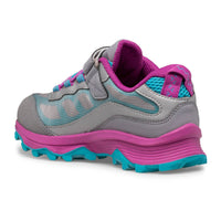 MERRELL Little Kid's Moab Waterproof Versatile Hiker & Sneaker in grey turq - kids' sneaker - alternate view