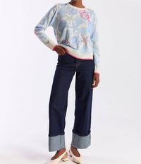 Brodie Cashmere Scatter Shell Cashmere Crew Jumper in organic white - women's sweater - alternate view