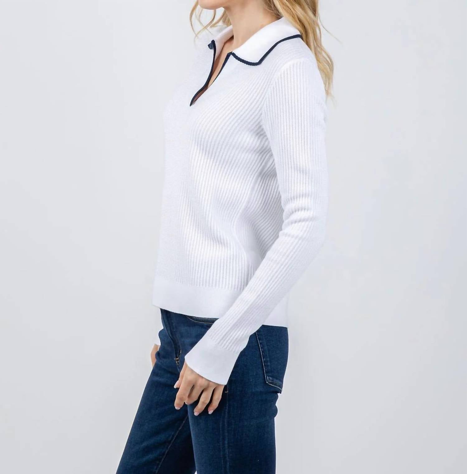 Kinross - Tipped Rib Polo Top
