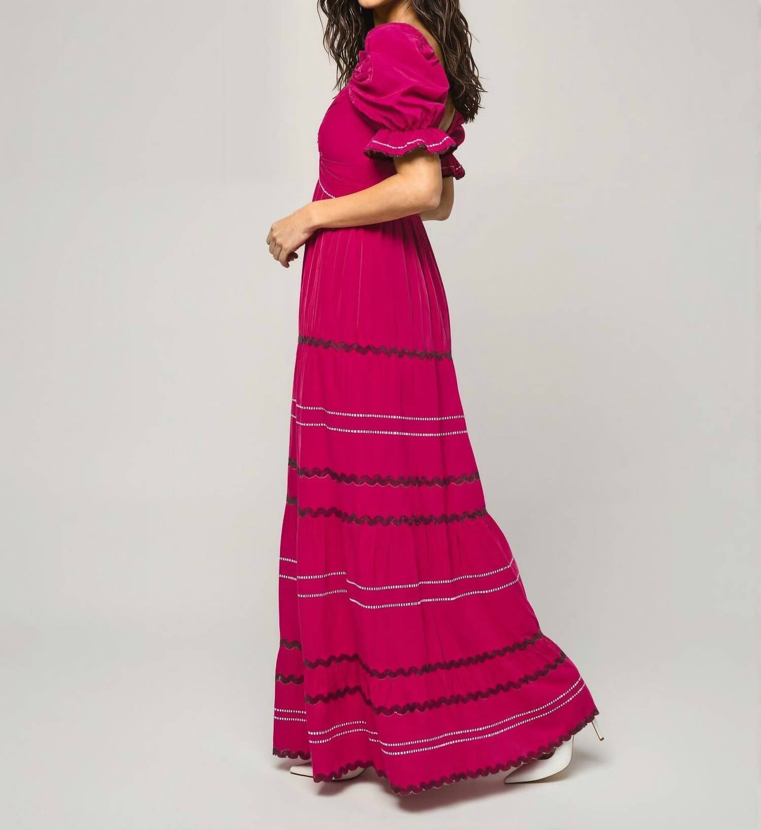 Celina Moon Ebony Maxi Dress in pink - women's dress - detail view