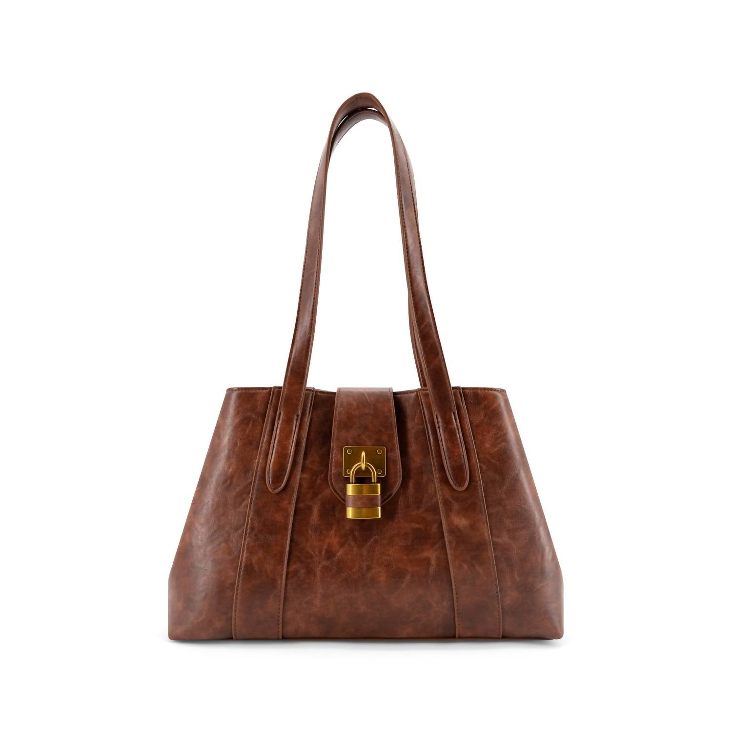 Like Dreams Women's Fiora Signature Lock Satchel in brown - women's bag