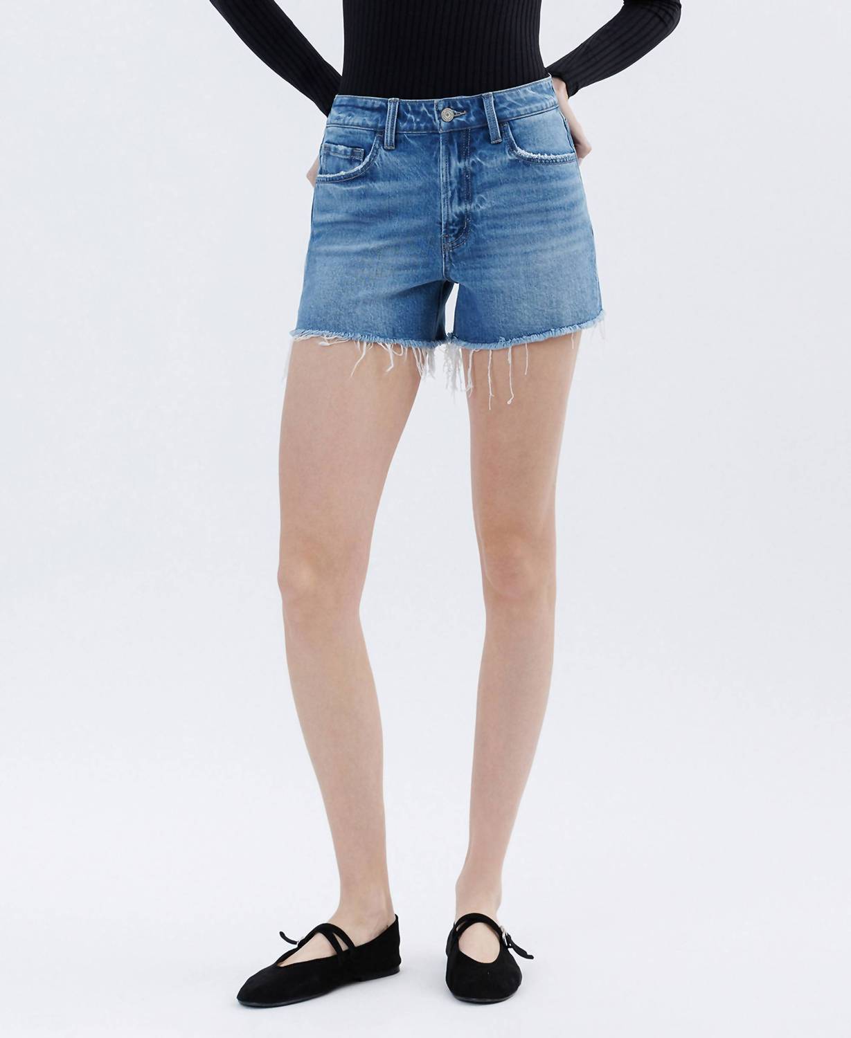 Vervet By Flying Monkey - Rebecca Raw Hem Denim Shorts