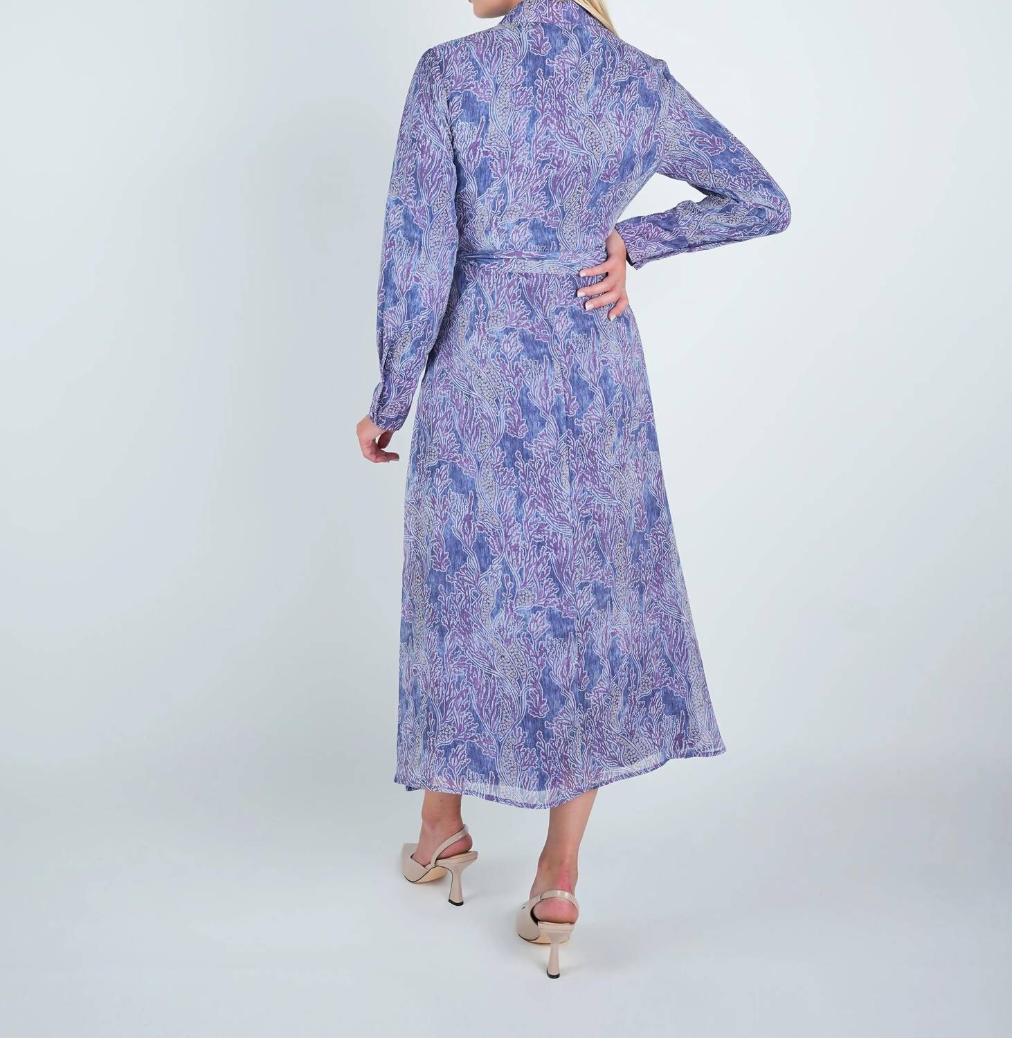 John Abgin - Chiffon Abstract Belted Shirt Dress