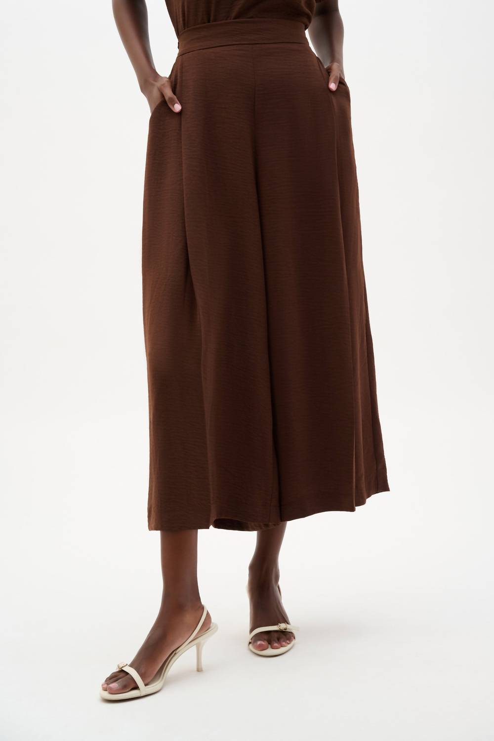 Joseph Ribkoff Pull-on Wide Leg Pants in mahogany - women's pants - detail view