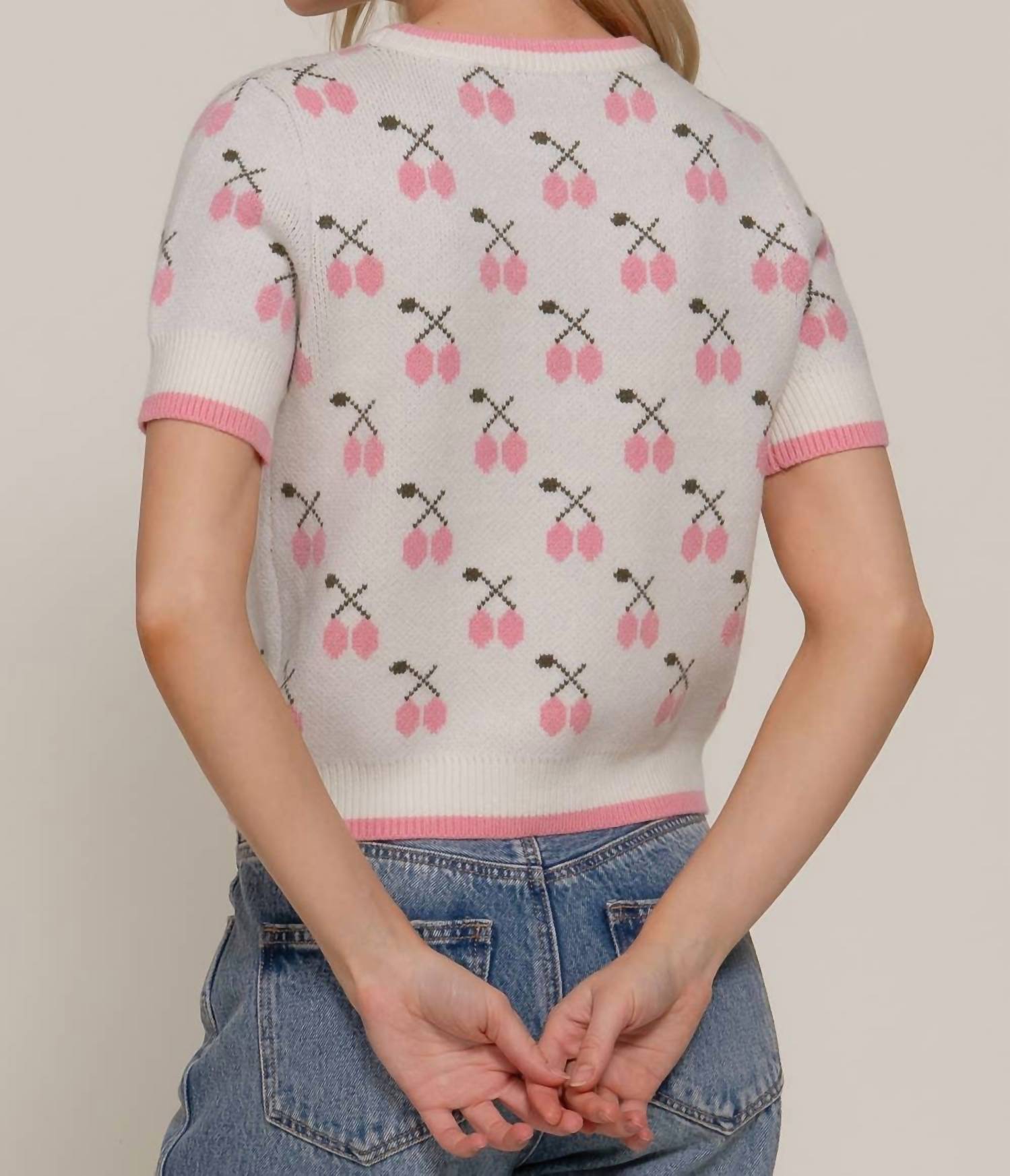 Active Basic - Short Sleeve Contrasting Edge Sweater