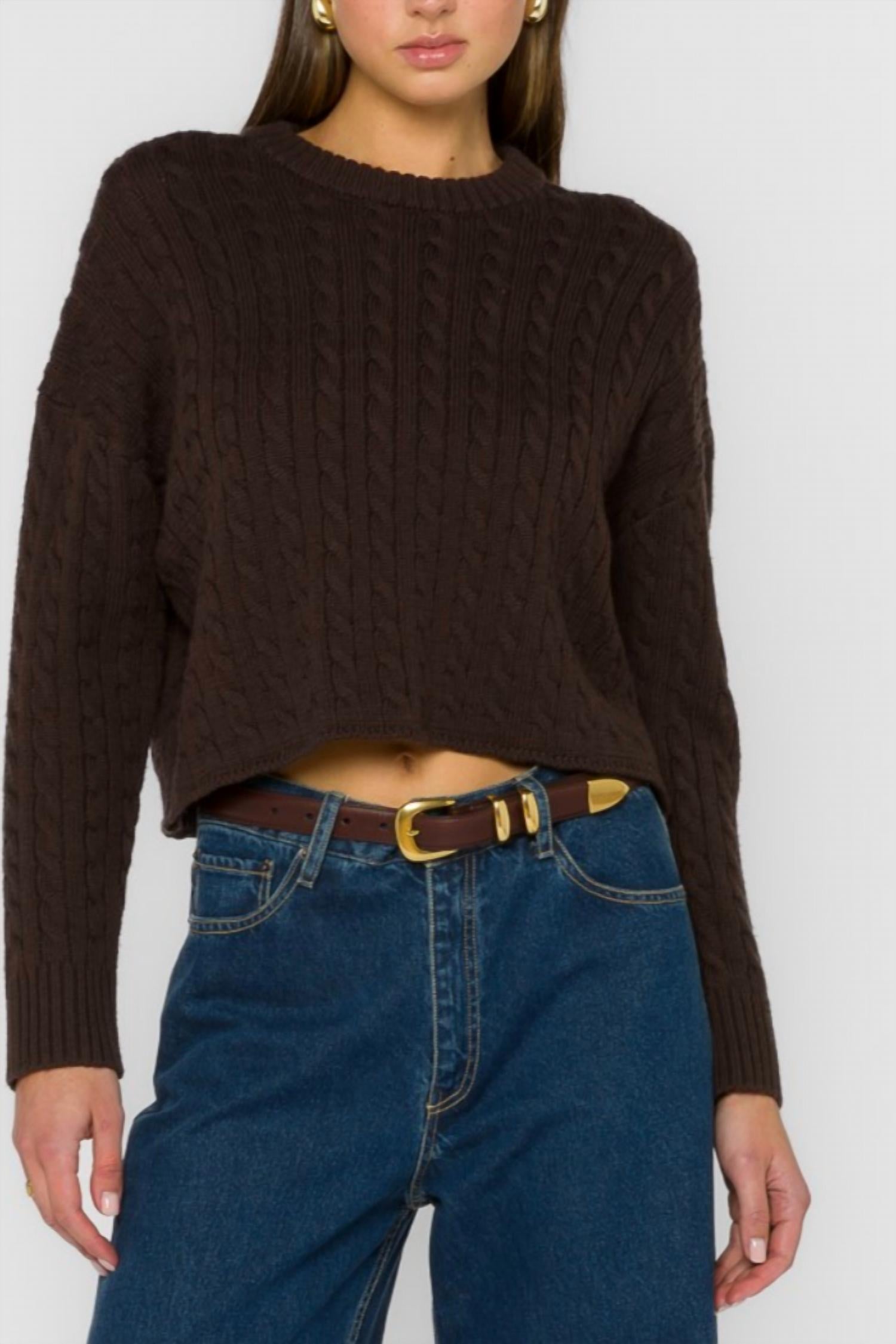 Velvet Heart - Kalliope Cable Knit Cropped Sweater