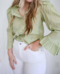 English Factory - Long Sleeve Ruffle Blouse