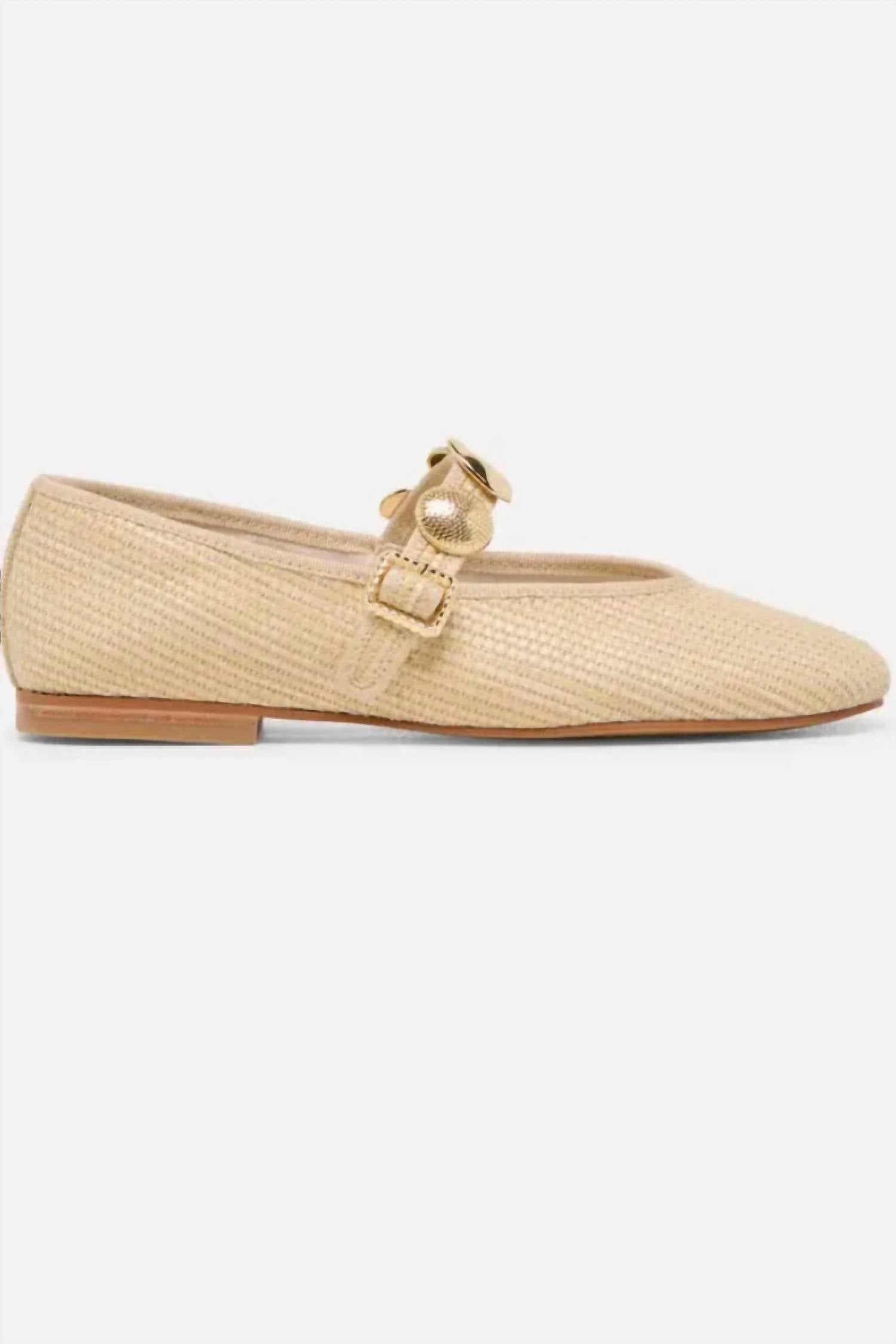 Dolce Vita Women's Relan Ballet Flats in lt natural raffia - women's flats - detail view