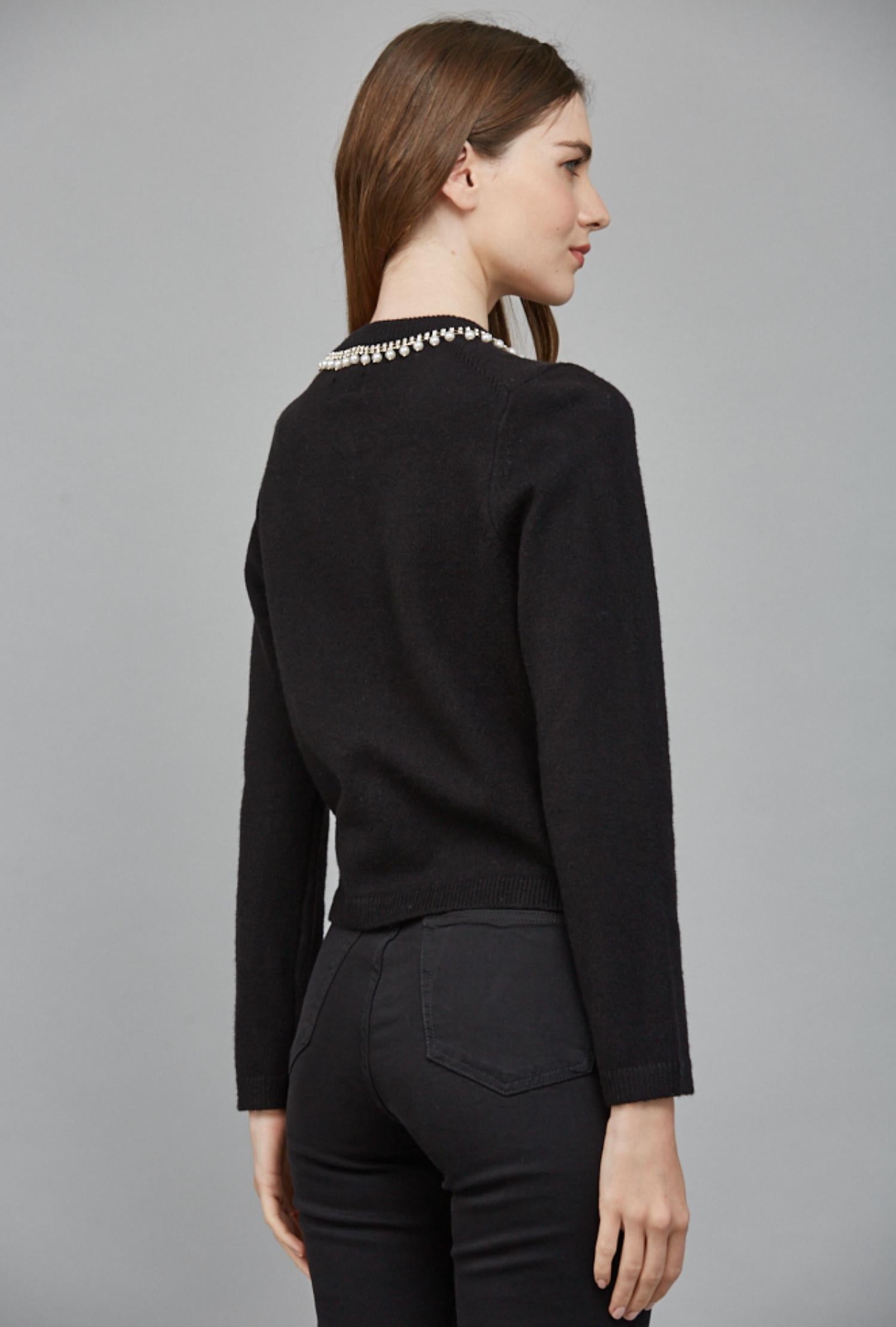 Fate By Lfd - Pearl & Rhinestone Embellished Knit Cardigan