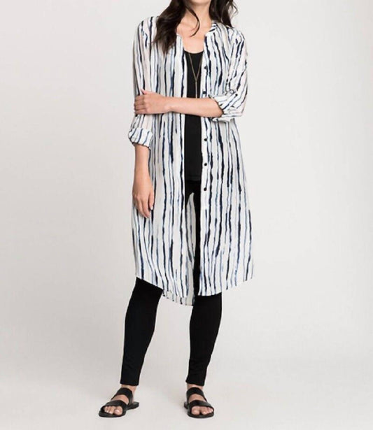 Nic + Zoe - Fluid Ink Silk Blend Tunic Long Top