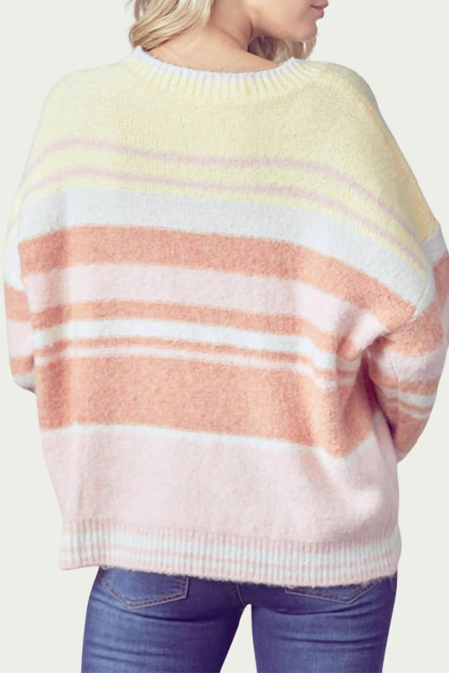 OVERSIZED STRIPED RIBBED-KNIT SWEATER