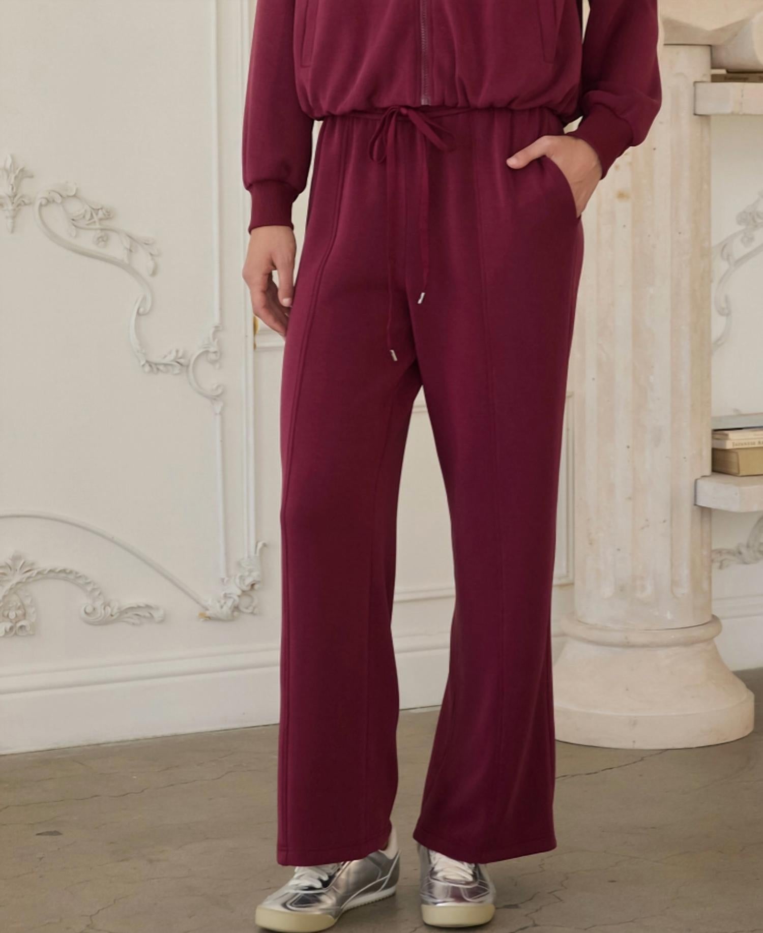 SKIES ARE BLUE Soft Modal Lounge Pants in wine - women's pants