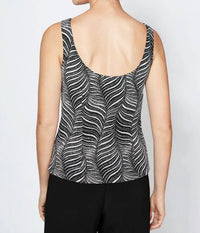 Alex Evenings - Waves Glitter Printed Twinset With Mandarin Neck Jacket And Scoop Neck Tank