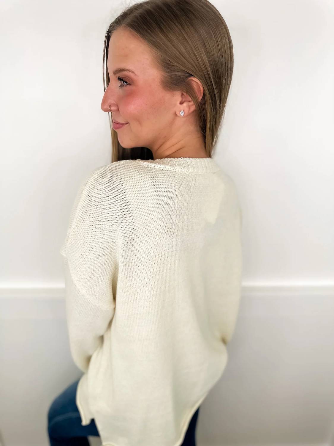 Mello - Details Are Everything Cotton Blend Long Sleeve Sweater