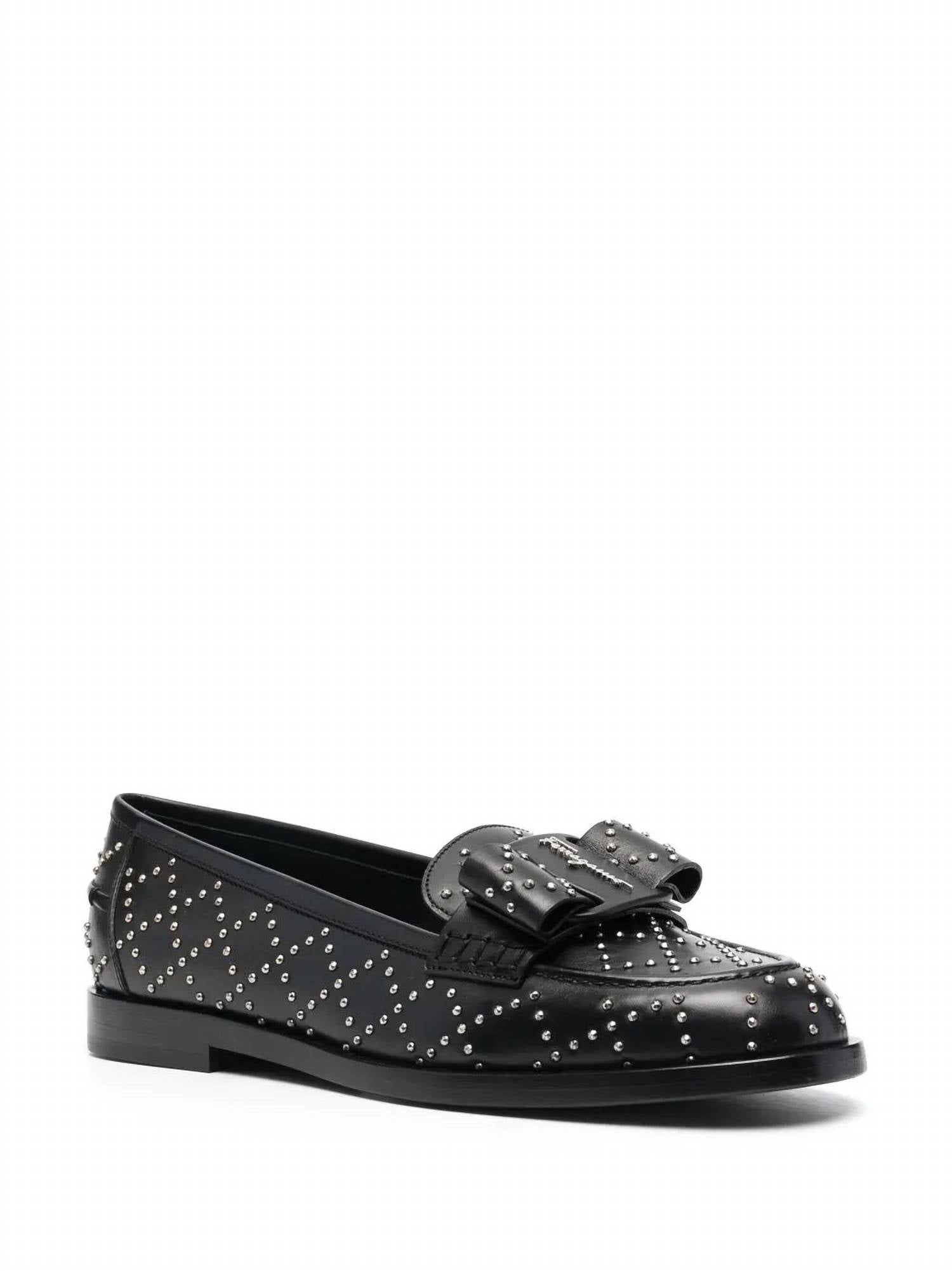 Salvatore Ferragamo Women's Viva Studded Loafers in black - women's flats - view 35
