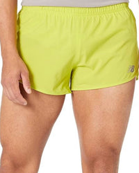 New Balance Men's Impact Run 3 Inch Split Short in yellow - men's shorts - detail view