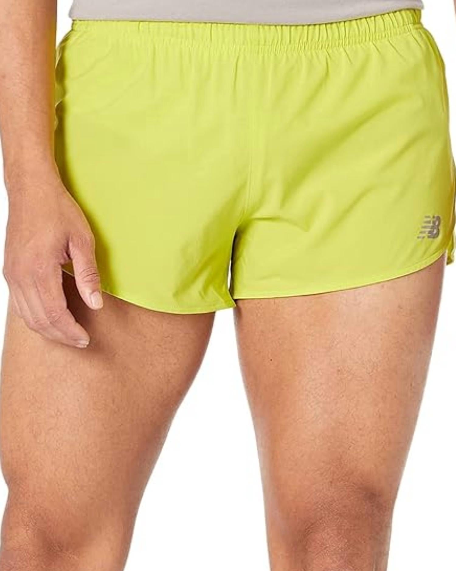 New Balance Men's Impact Run 3 Inch Split Short in yellow - men's shorts - detail view