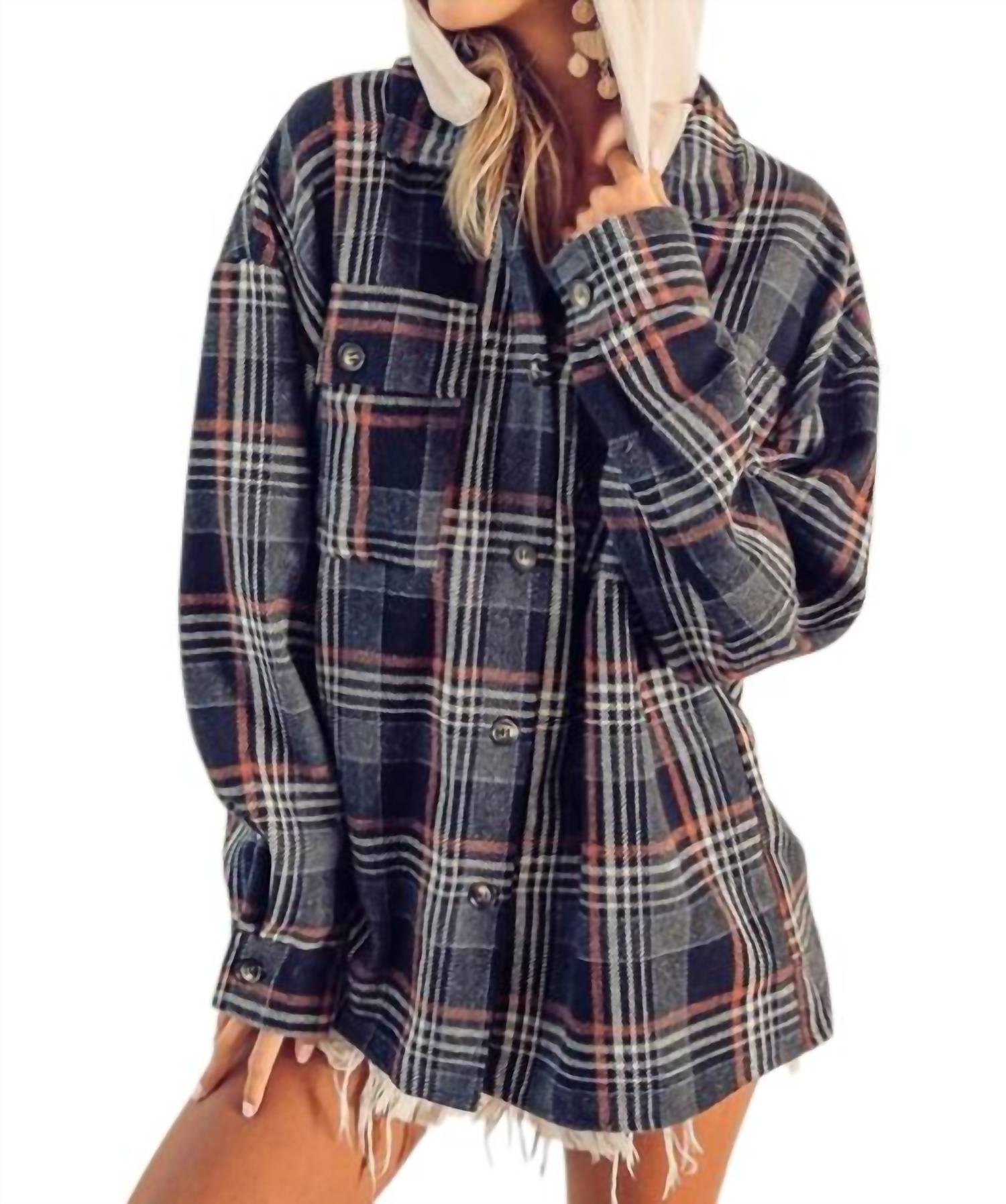 Bibi - Hooded Flannel Jacket