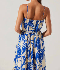 ASTR Sarina Tiered Dress in blue tropical - women's dress - view 5