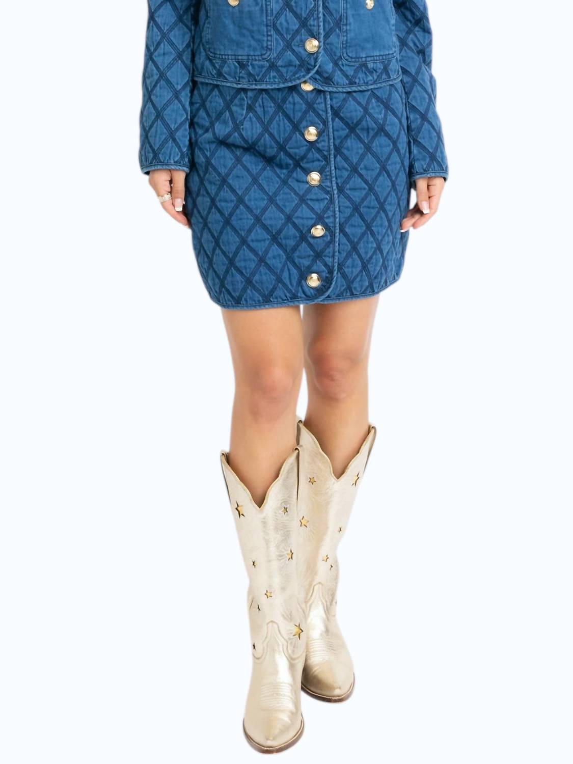 Karlie Denim Stitch Skirt in indigo - women's skirt