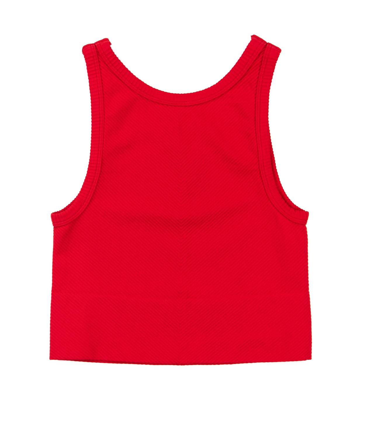 Nikibiki Junior Women's Sawyer Chevron Highneck Crop Top in red - women's shirt - detail view