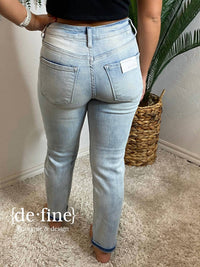 Risen - Mid-rise Crop Distressed Girlfriend Jeans
