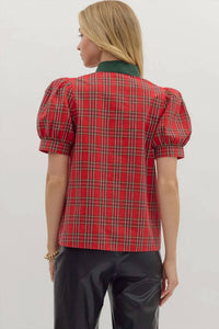 Entro - Holiday Plaid Top