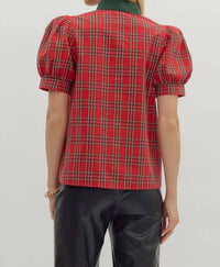 Entro - Holiday Plaid Top