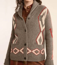 PENDLETON Heritage Wool button sweater in brown - women's cardigan - detail view