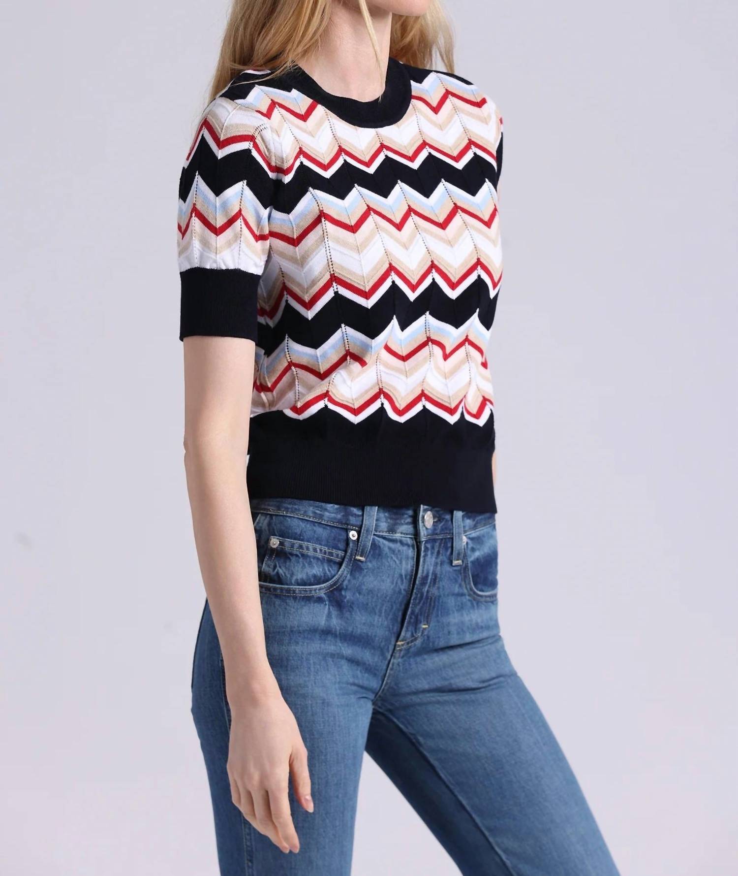 Minnie Rose - Chevron Short Sleeve Crew Tee