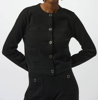 Joseph Ribkoff - Sweater Knit Crew Neck Button Front Jacket