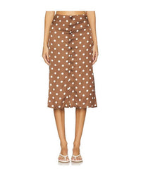 Free People - Miranda Satin Polka Dot Midi Skirt