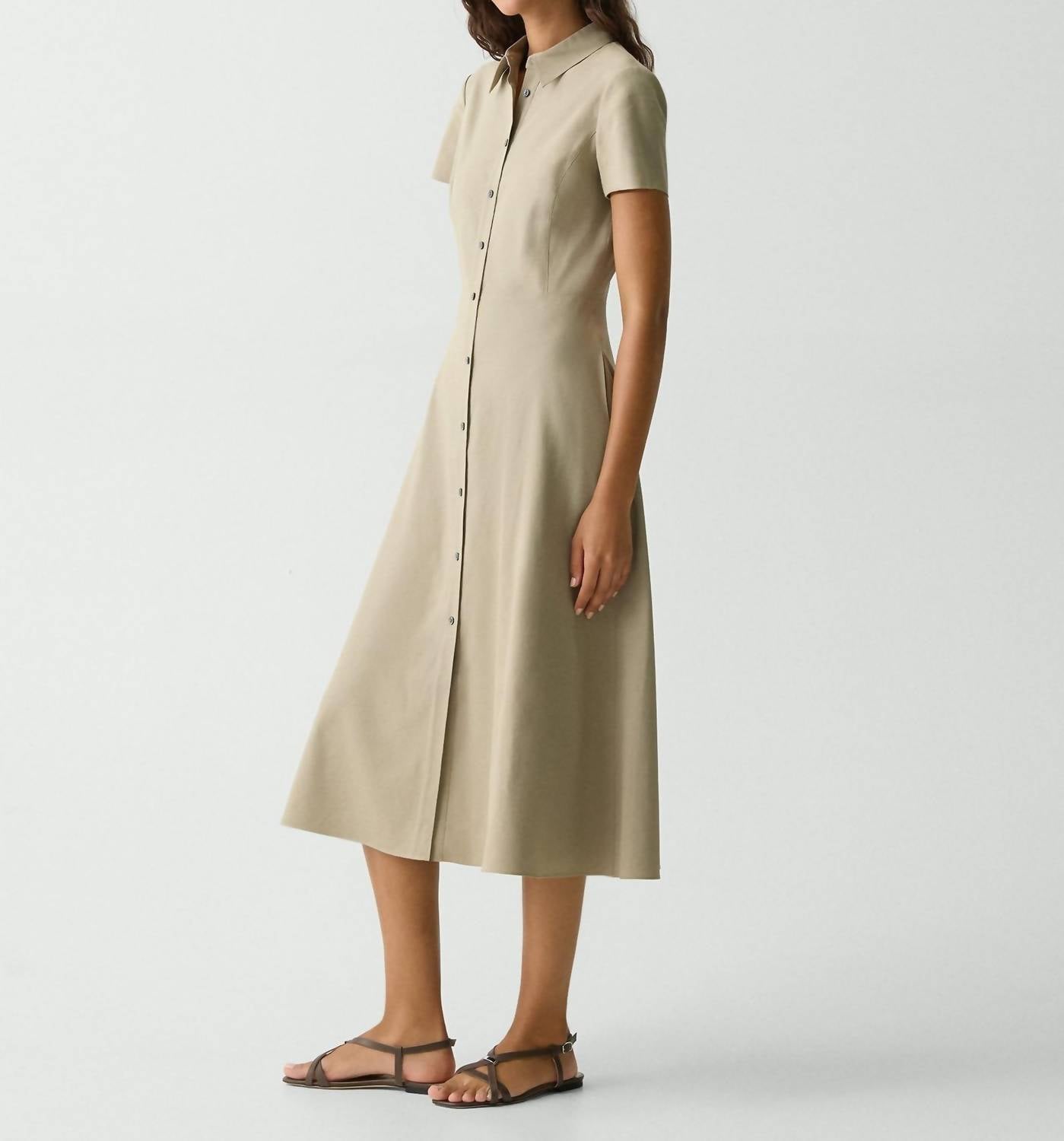 Theory - Short Sleeve Midi Shirt Dress