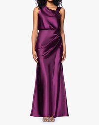 Betsy & Adam - Melody Satin Ruched Gown