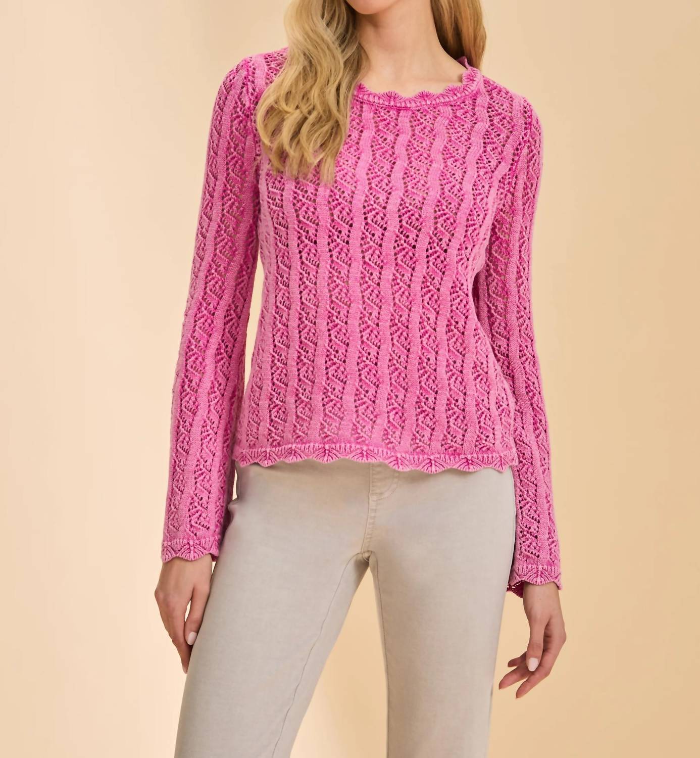 Fdj - Long Sleeve Garment Dye Sweater Top