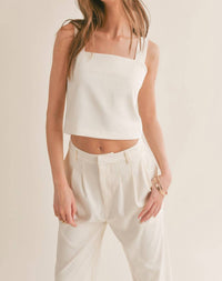 Sage The Label - Follow Me Relaxed Open Back Crop Woven Top