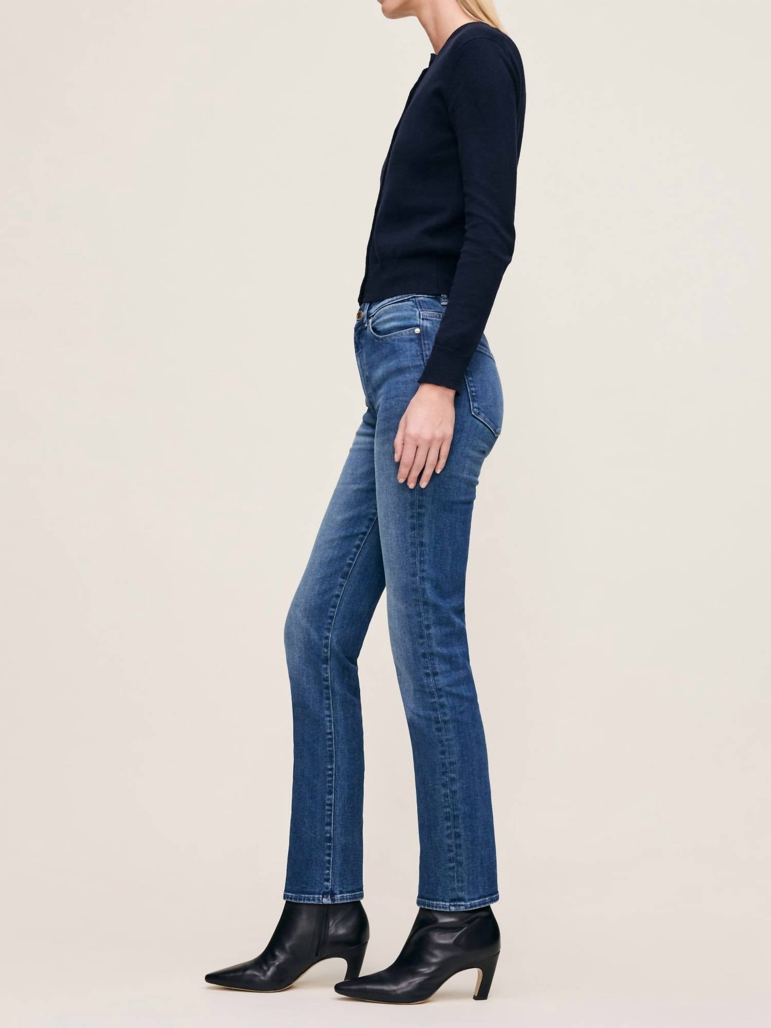 DL1961 - Women's Brinn Cardigan in navy - women's cardigan - alternate view