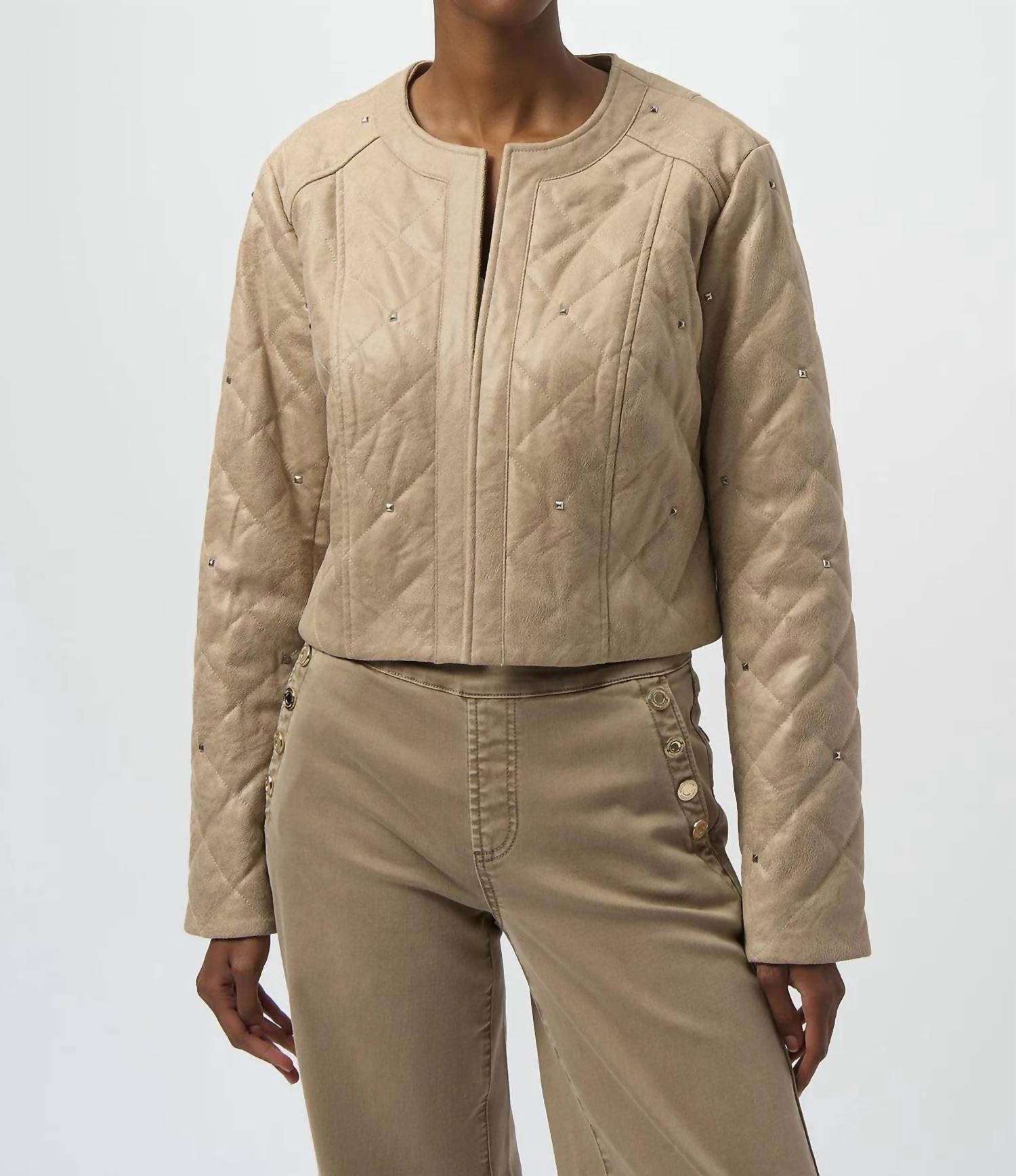 Joseph Ribkoff - Long Sleeves Crew Neck Quilted Jacket