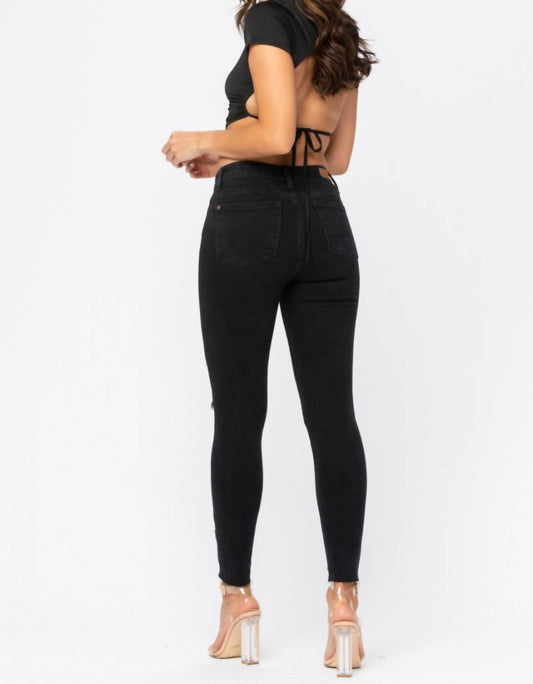 Judy Blue - Mid-rise Destroyed Leopard Patch Skinny Jeans