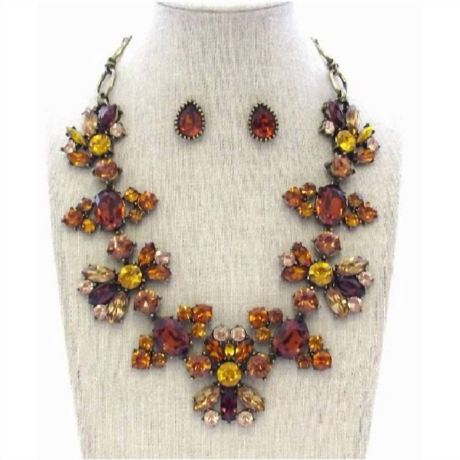 Jewelry Max - Women's Topaz Victorian Statement Necklace Set