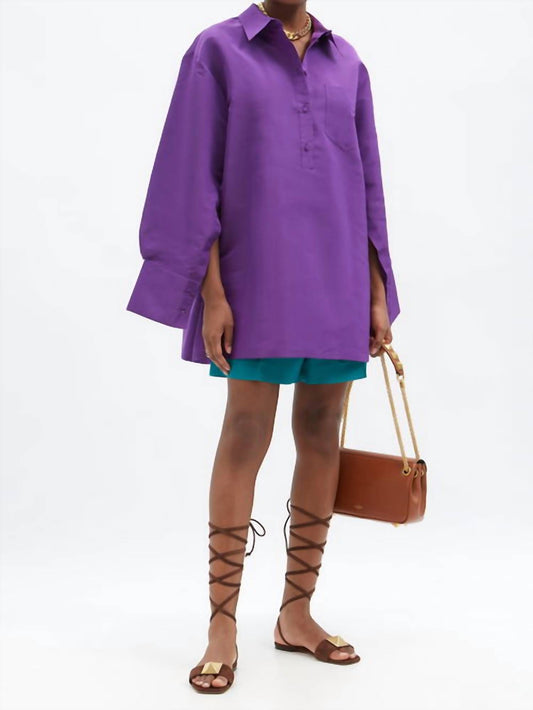 Valentino - Oversized Silk Faille Shirt Dress