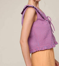 Wishlist - Ruffled Collar Plaid Blouse