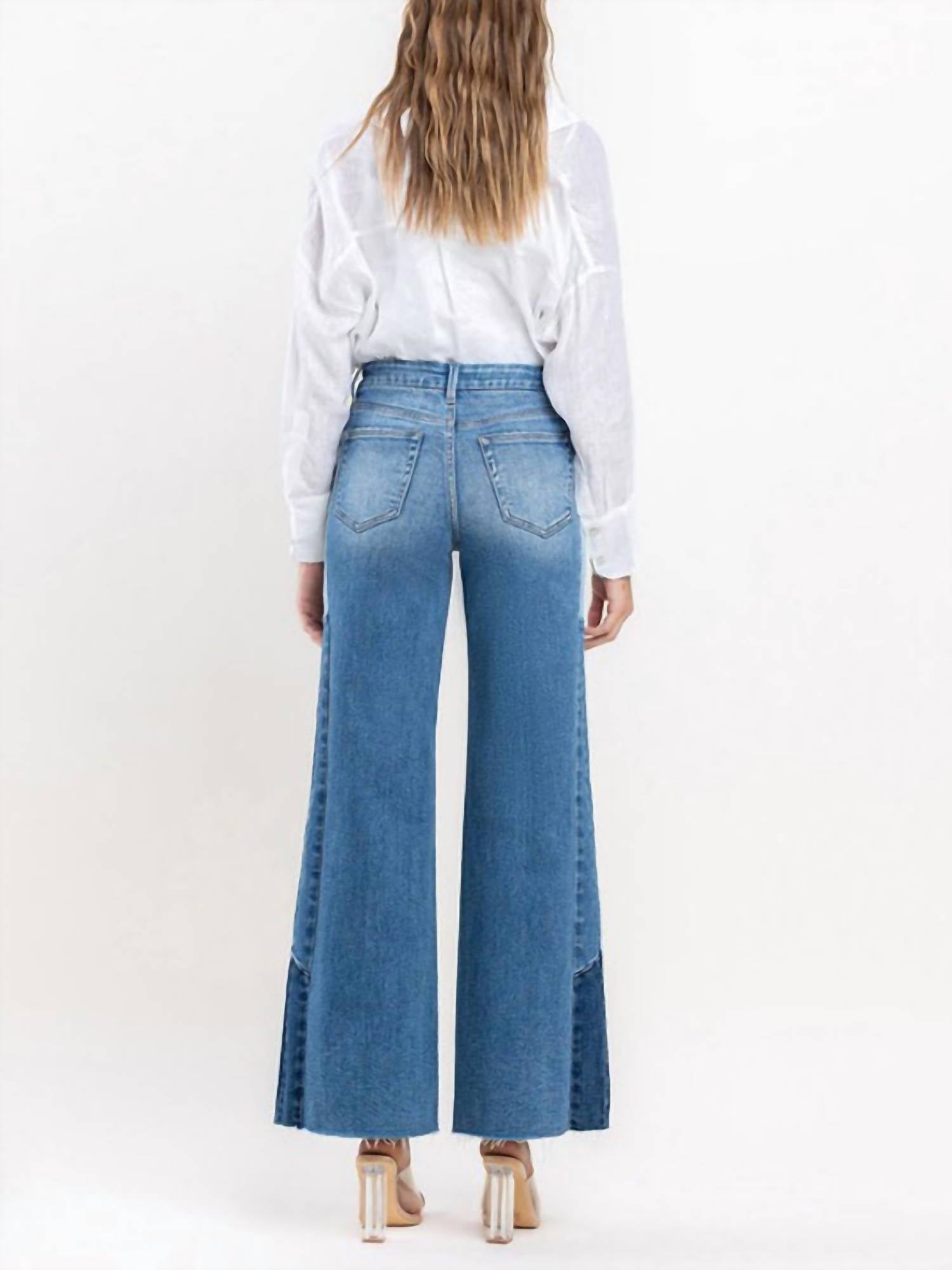 Vervet By Flying Monkey - Calista Side Contrast Wide Leg Jeans