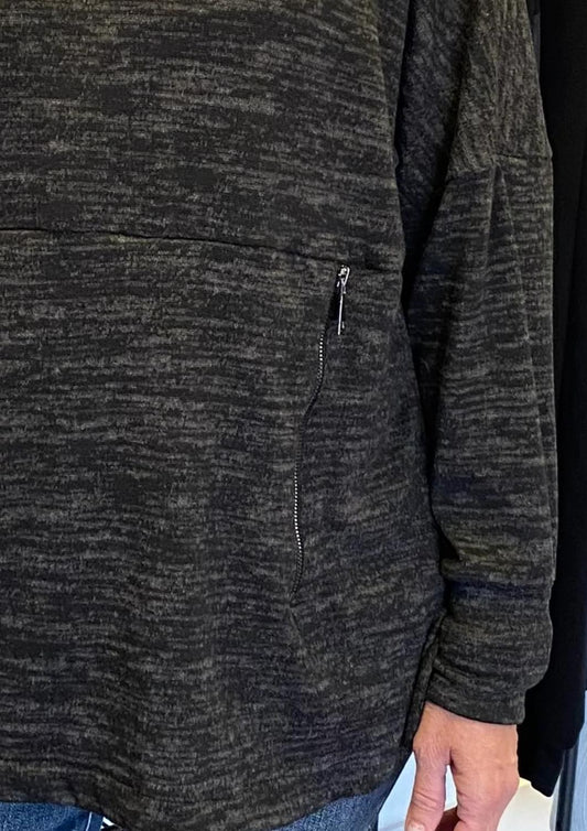 Ariella - High Neck Zipper Detail Top