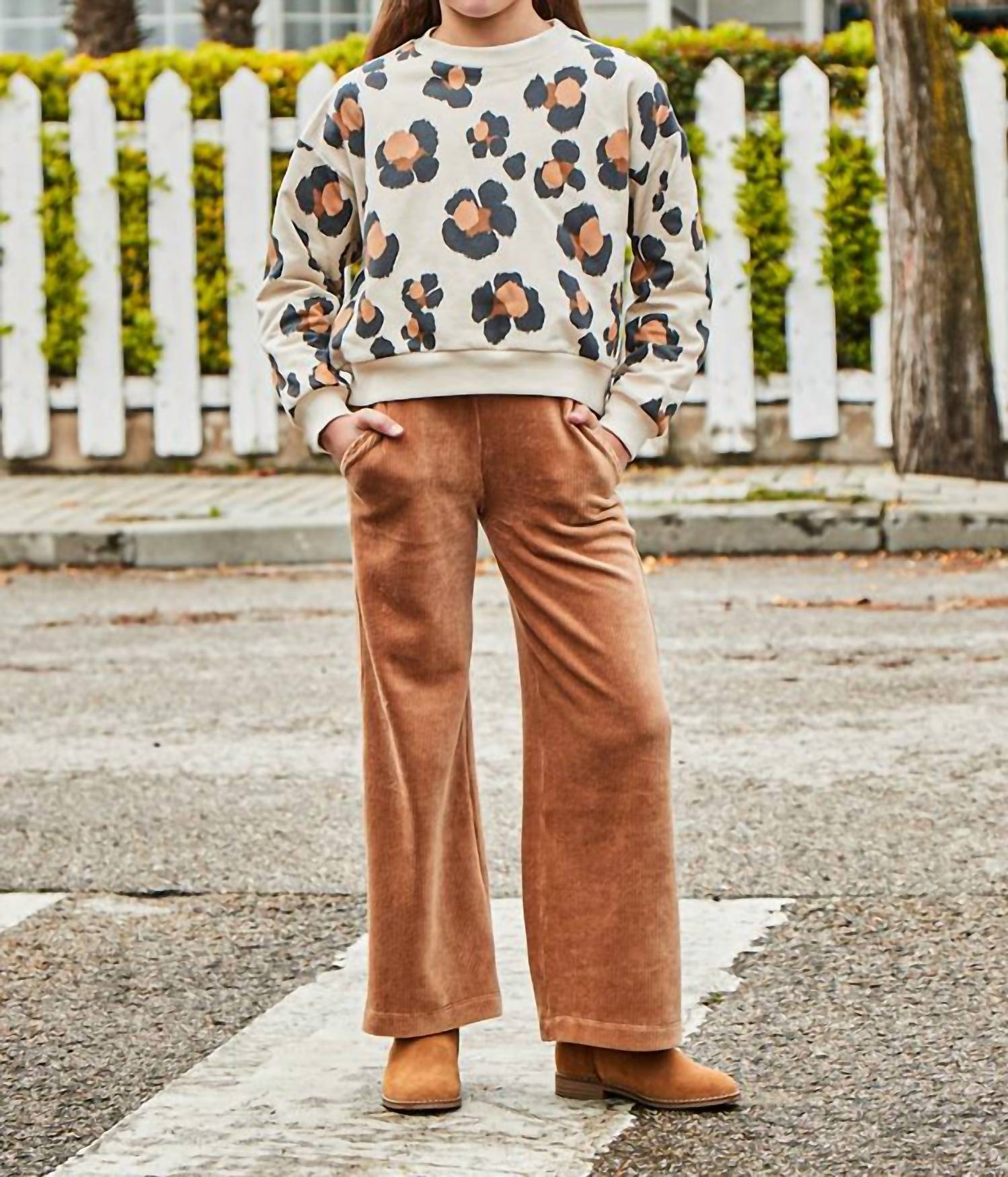 Mayoral - High Waist Pull On Corduroy Pant