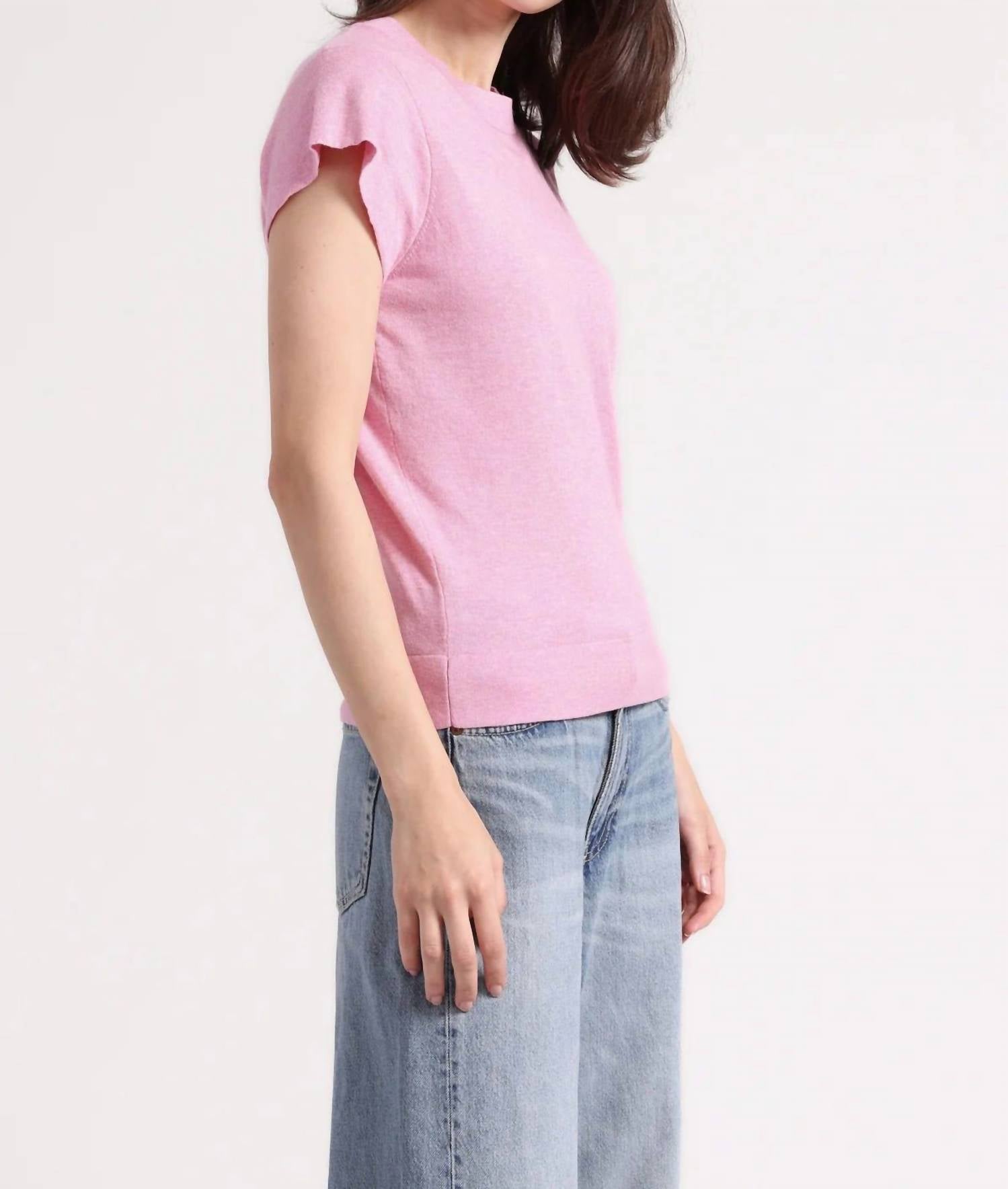 Minnie Rose - Supima Cotton Cap Sleeve Crew Neck Tee