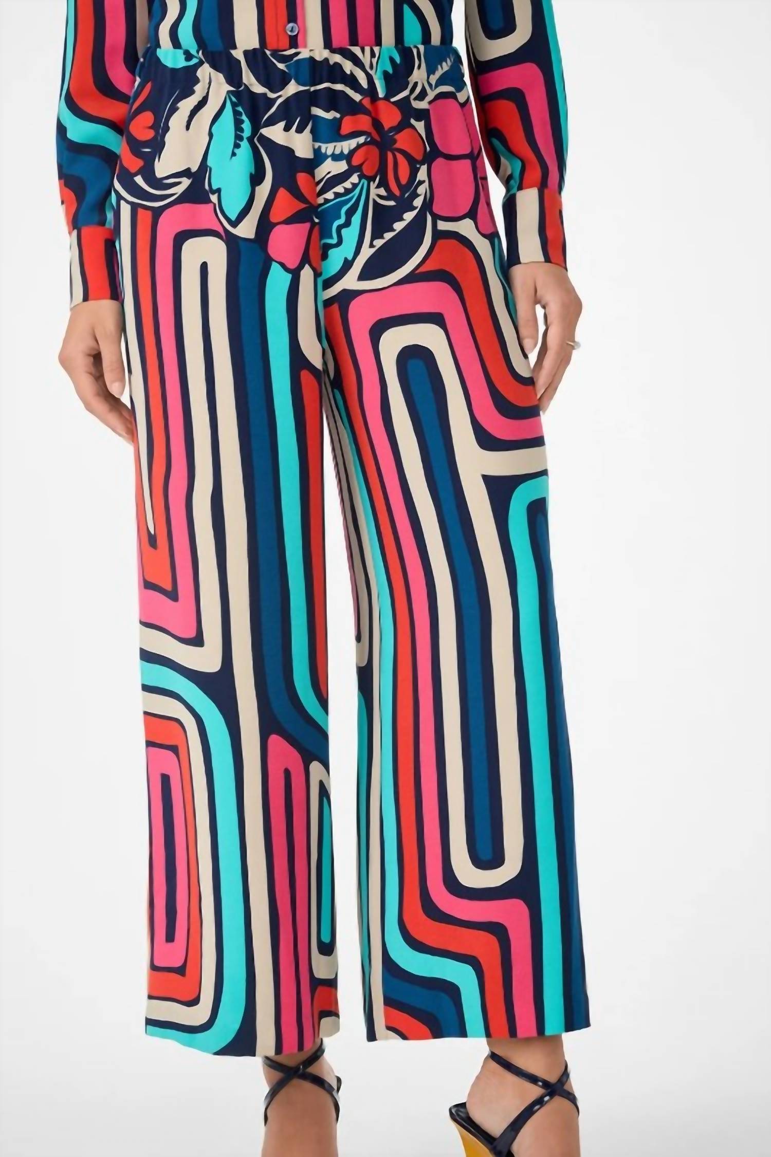 Trina Turk cubism pant in mutli pattern - women's pants - detail view